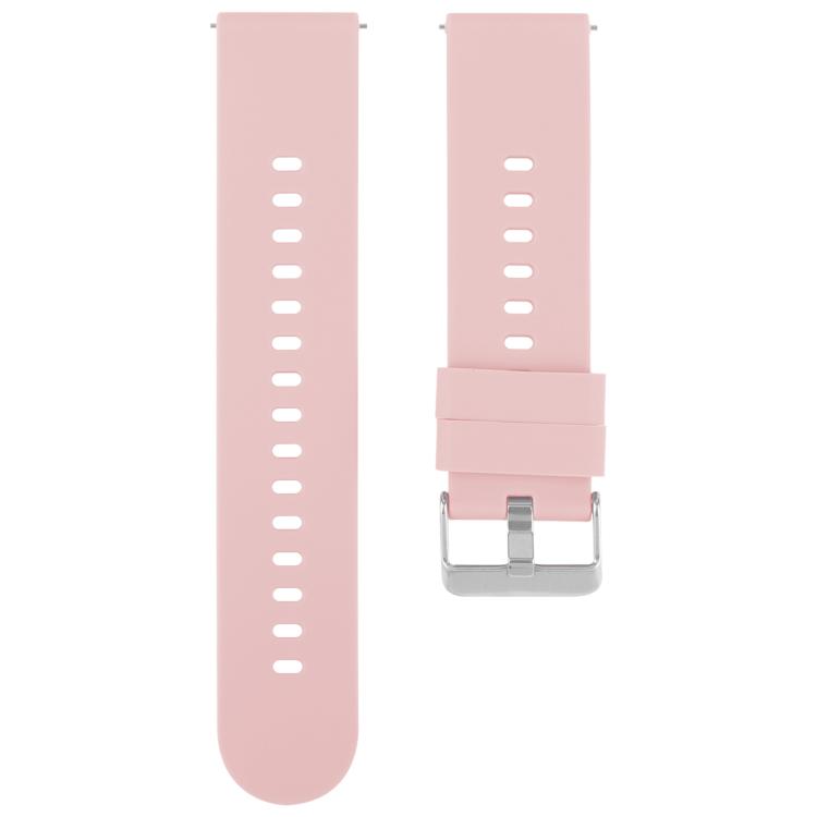 

22mm Solid Color Steel Buckle Silicone Watch Band(Pink)