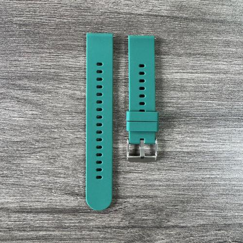 

22mm Solid Color Steel Buckle Silicone Watch Band(Dark Green)