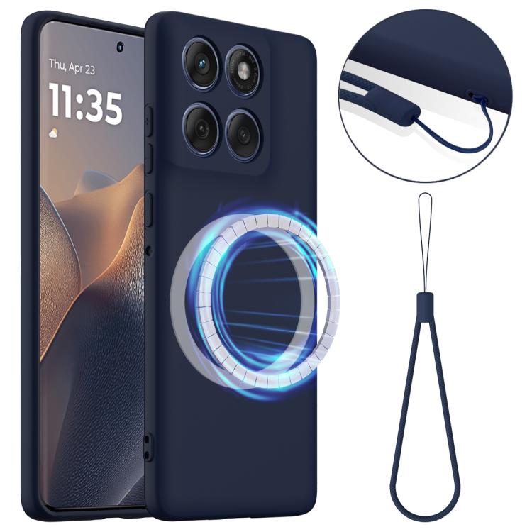For Motorola Moto G Max / G87 / G77 5G Shockproof Silicone Magsafe Phone Case(Navy Blue)