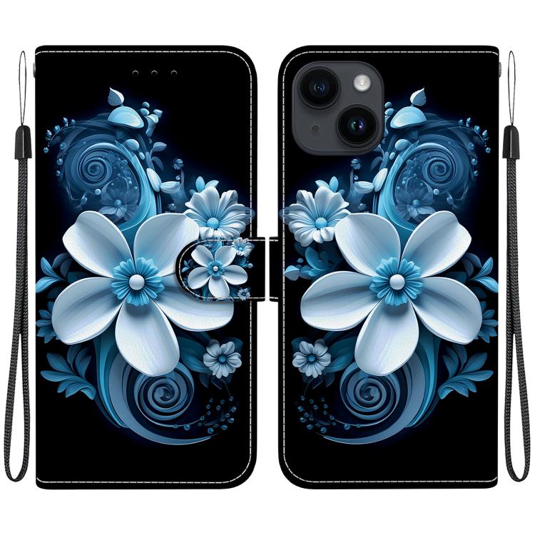 

For iPhone 13 Crystal Texture Colored Drawing Leather Phone Case(Black Orchid)
