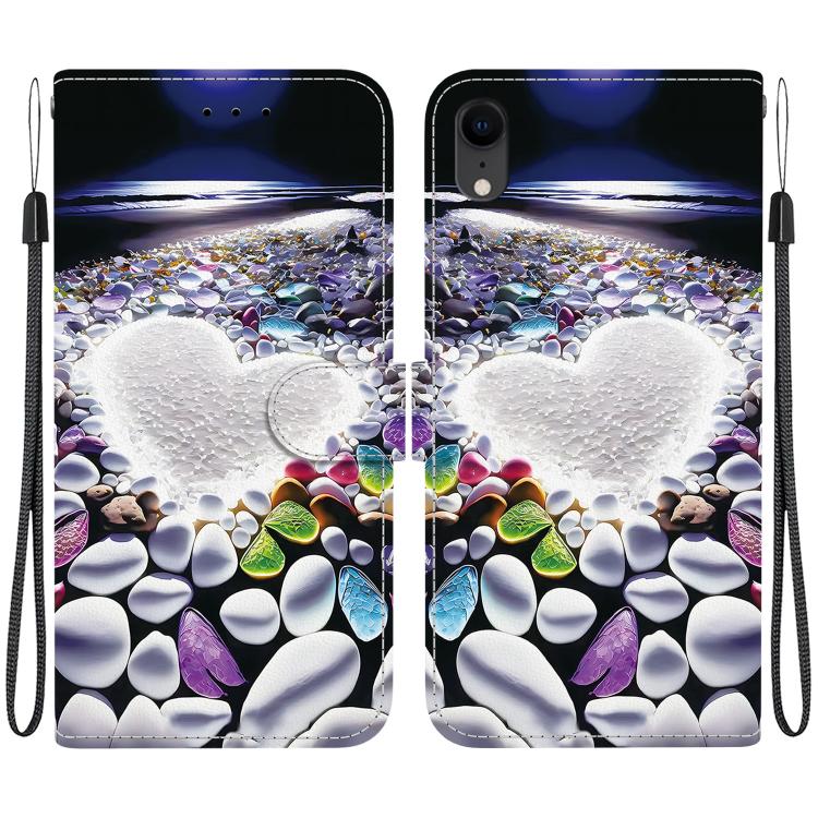 

For iPhone XR Crystal Texture Colored Drawing Leather Phone Case(Heart Shaped)