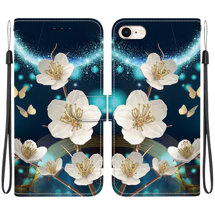 

For iPhone 7 / 8 / SE 2022 Crystal Texture Colored Drawing Leather Phone Case(Magnolia)