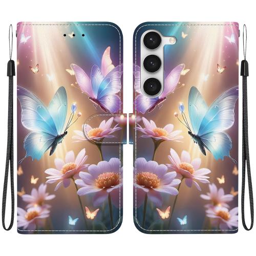 

For Samsung Galaxy S23+ 5G Crystal Texture Colored Drawing Leather Phone Case(Butterfly Love Flower)