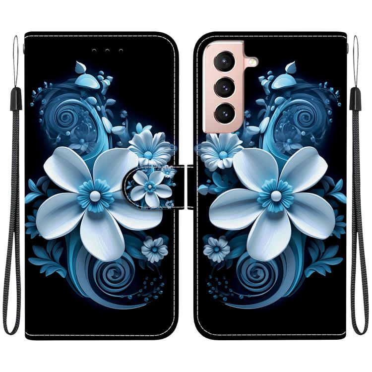 

For Samsung Galaxy S22+ 5G Crystal Texture Colored Drawing Leather Phone Case(Black Orchid)