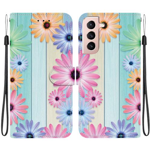 

For Samsung Galaxy S21 5G Crystal Texture Colored Drawing Leather Phone Case(Sunflowers)