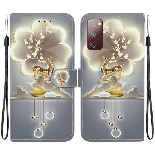 

For Samsung Galaxy S20 FE Crystal Texture Colored Drawing Leather Phone Case(Sika Deer)