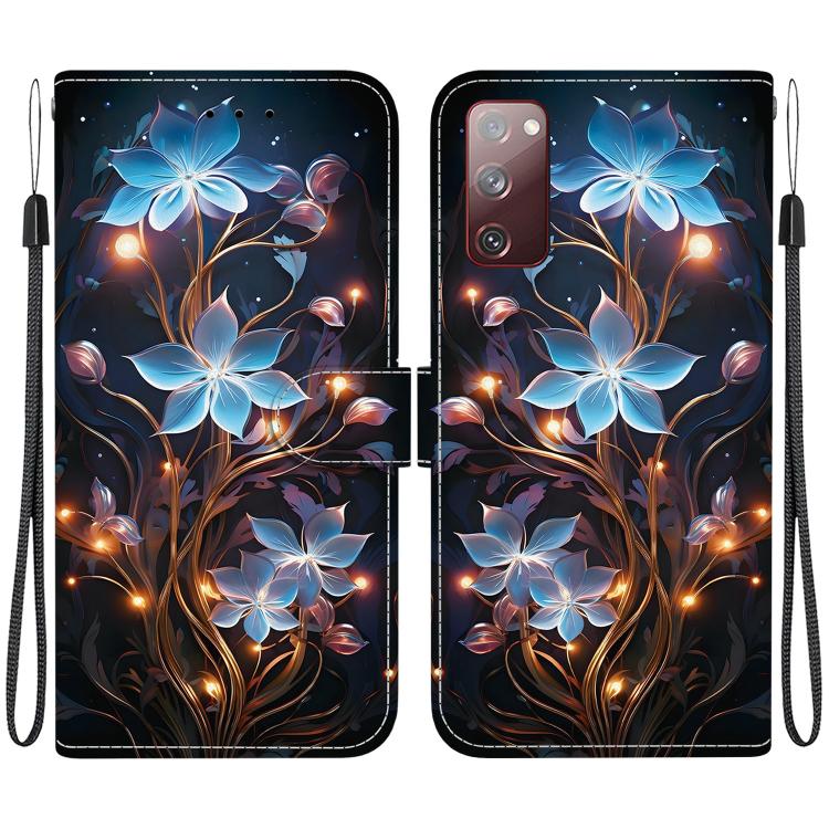 

For Samsung Galaxy S20 FE Crystal Texture Colored Drawing Leather Phone Case(Little Lantern Flower)