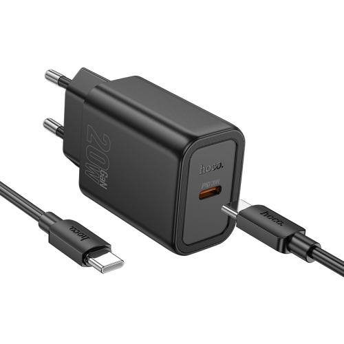 

hoco N60 PD20W Type-C Charger Set with 1m Type-C to Type-C Cable, Specification:EU Plug(Black)