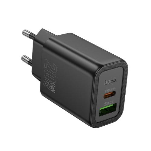 

hoco N61 PD20W+QC3.0 Dual Port Charger, Specification:EU Plug(Black)