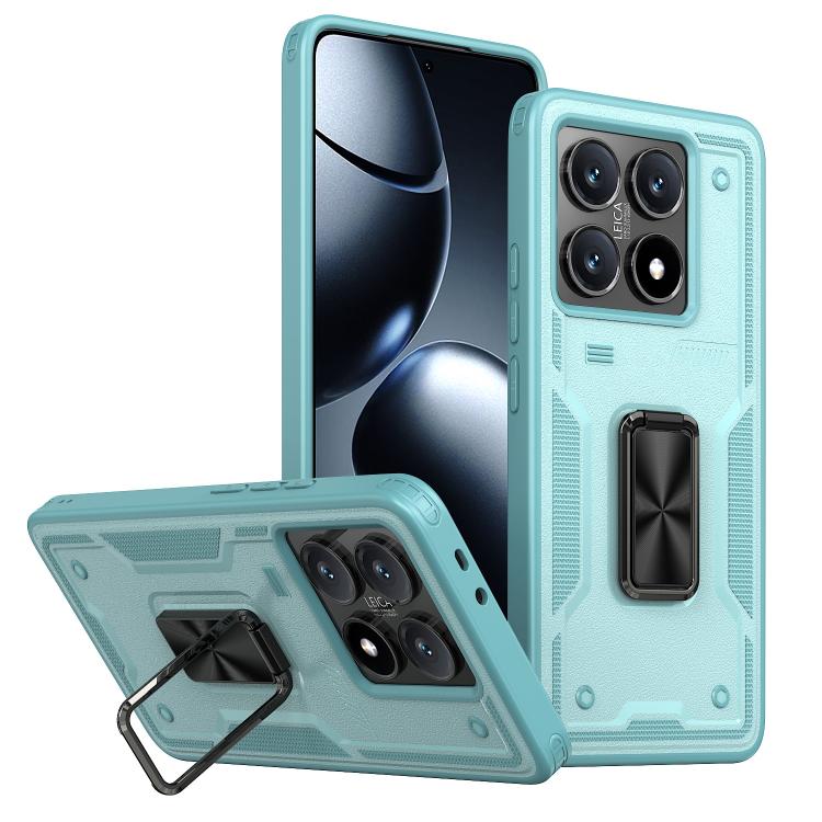 

For Xiaomi 14T Pro Ring Holder PC Hybrid TPU Phone Case(Blue)