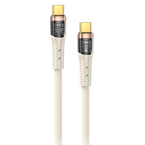 

awei CL-229C Type-C to Type-C 100W with Chip Braid Fast Data Charging Cable, Length:1.2m(White)