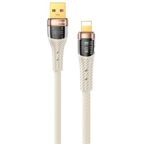 

awei CL-229L USB A to 8 Pin Braid Fast Data Charging Cable, Length:1.2m(White)