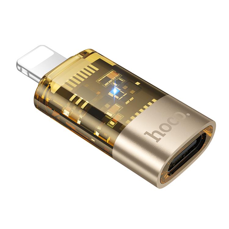 

hoco UA36A 8 Pin Male to USB-C / Type-C Female OTG Transparent Adapter(Gold)