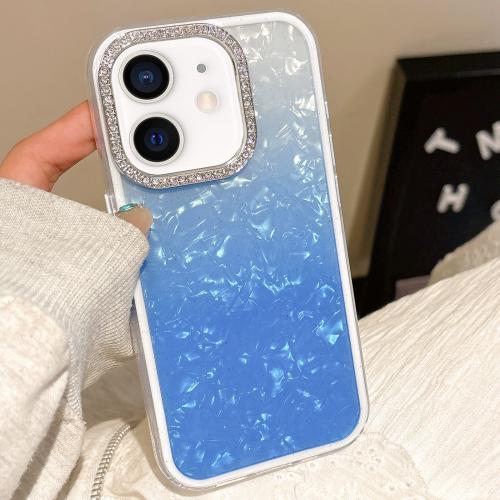 

For iPhone 12 Gradient Shell Texture 3 in 1 Phone Case(Blue)