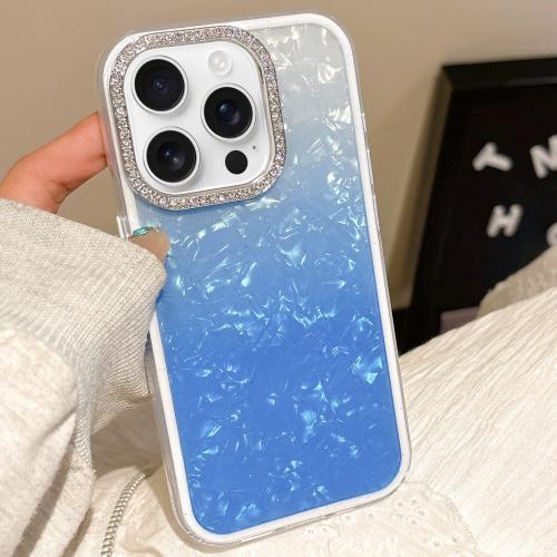 

For iPhone 12 Pro Max Gradient Shell Texture 3 in 1 Phone Case(Blue)