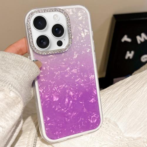 

For iPhone 15 Pro Gradient Shell Texture 3 in 1 Phone Case(Purple)