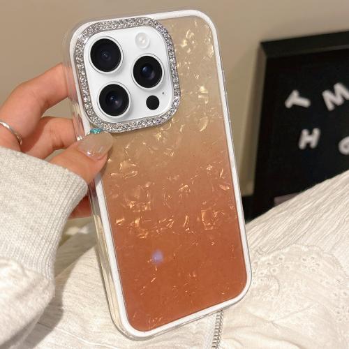 

For iPhone 15 Pro Max Gradient Shell Texture 3 in 1 Phone Case(Orange)