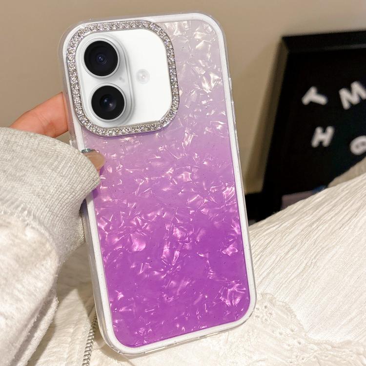

For iPhone 16 Gradient Shell Texture 3 in 1 Phone Case(Purple)