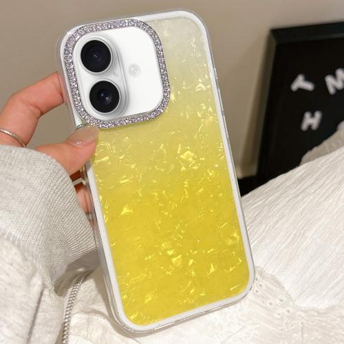 

For iPhone 16 Plus Gradient Shell Texture 3 in 1 Phone Case(Yellow)