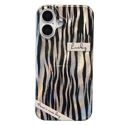 

For iPhone 16 Double-sided IMD Laser TPU Phone Case(Zebra Texture)