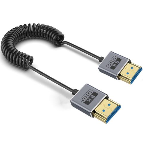 

0.7m Coiled Coaxial 8K 48Gbps HDMI 2.1 Cable, Port:Straight to Straight