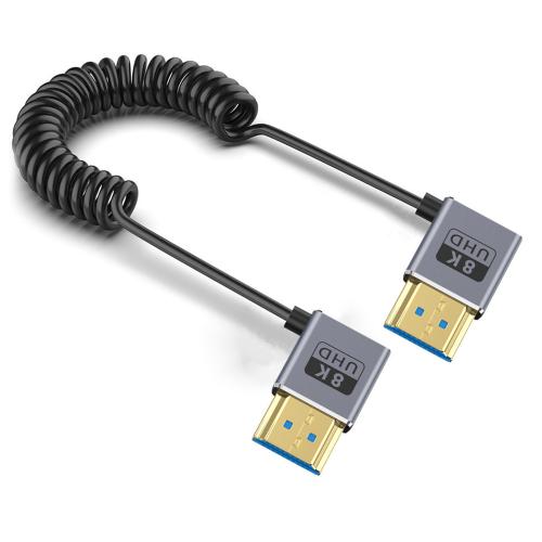 

0.7m Coiled Coaxial 8K 48Gbps HDMI 2.1 Cable, Port:Right to Right Elbow