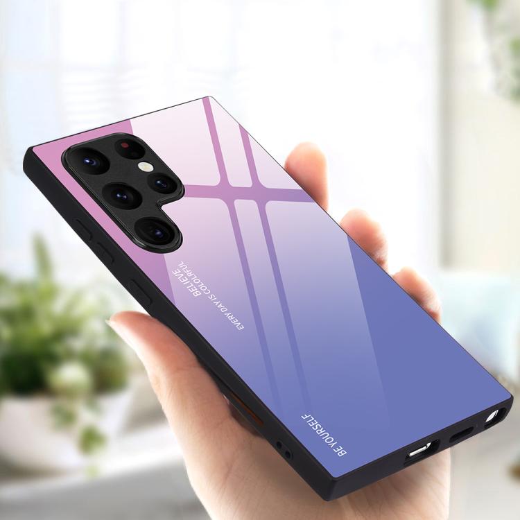 

For Samsung Galaxy S25 Ultra 5G Gradient Color Glass Phone Case(Pink Purple)