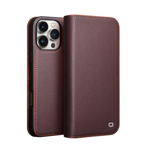 

For iPhone 16 Pro Max QIALINO Classic Gen2 Genuine Leather Phone Case(Brown)