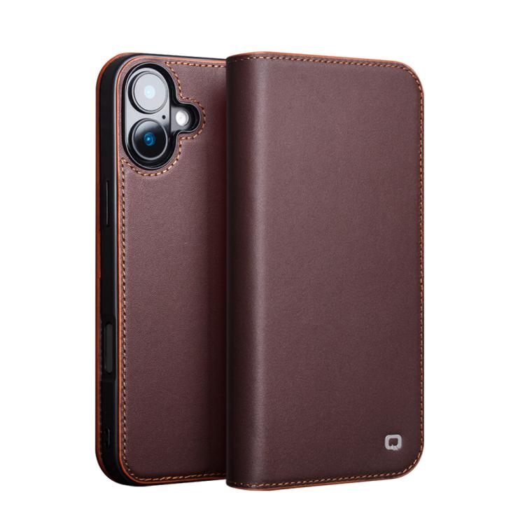 

For iPhone 16 QIALINO Classic Gen2 Genuine Leather Phone Case(Brown)
