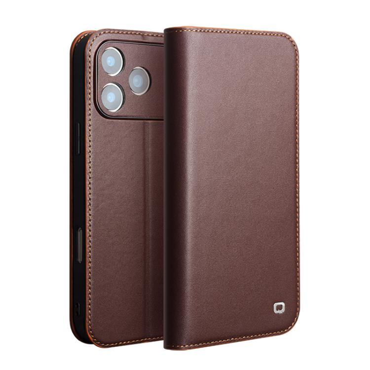 

For iPhone 17 Pro Max QIALINO Classic Gen2 Genuine Leather Phone Case(Brown)
