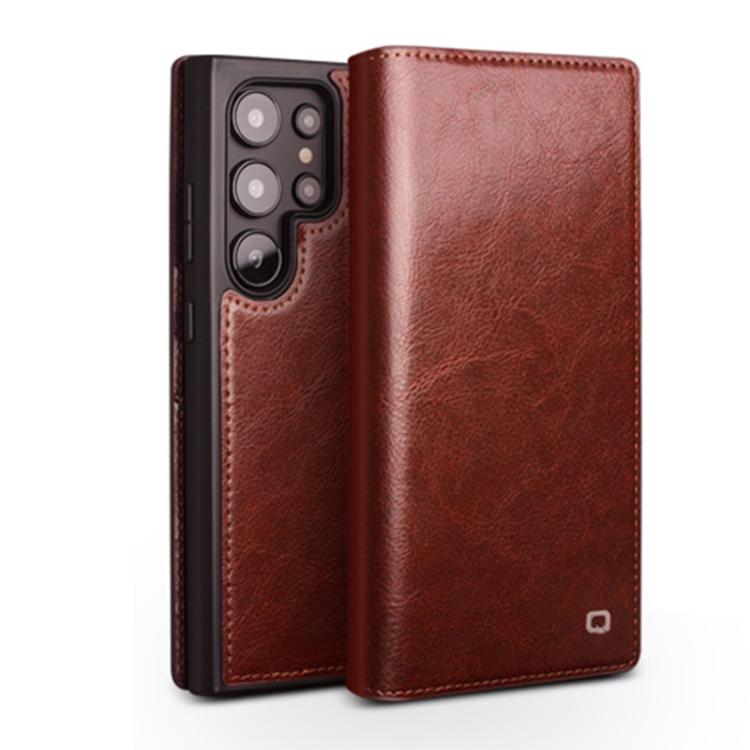

For Samsung Galaxy S25 Ultra 5G QIALINO Genuine Leather Phone Case(Brown)