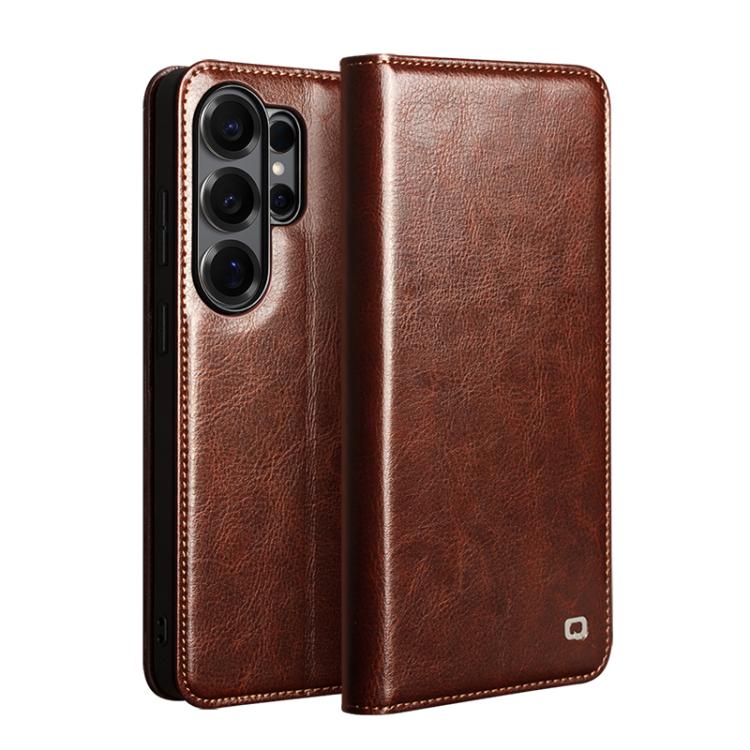 

For Samsung Galaxy S26 Ultra 5G QIALINO Genuine Leather Phone Case(Brown)
