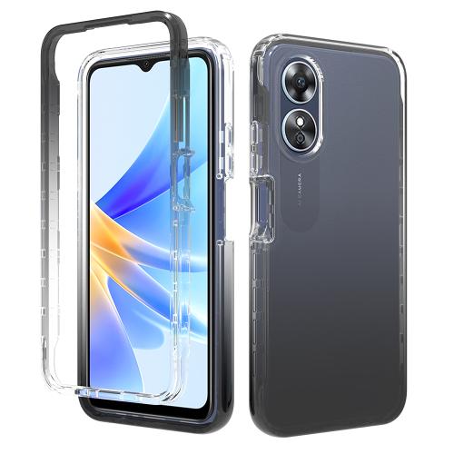 

For OPPO A17 4G Shockproof Clear Gradient PC + TPU Phone Case(Black)