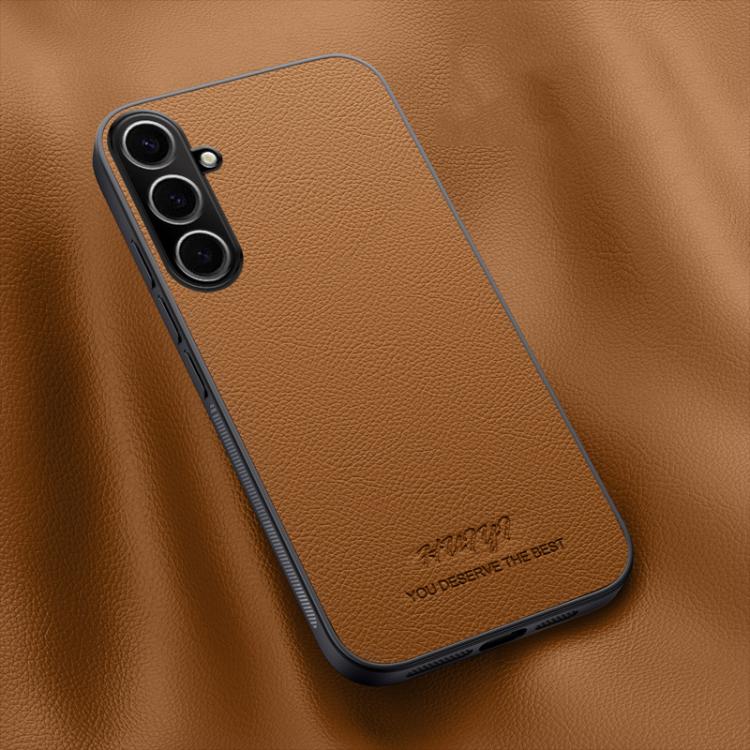 

For Samsung Galaxy S25+ 5G HUIYI Leather Magnetic Phone Case(Brown)
