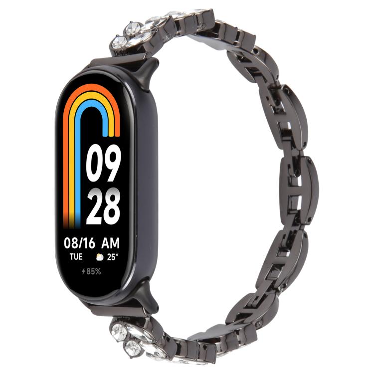 

For Xiaomi Smart Band 9 / 8 Wheat Ear Diamond Bracelet Metal Watch Band(Black)