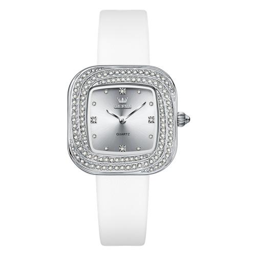 

OLEVS 5512 Women Square Diamond Ring Waterproof Quartz Watch(White)