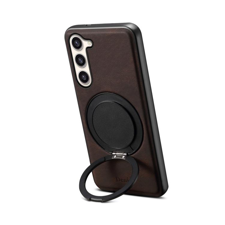 

For Samsung Galaxy S23+ 5G Denior A14 Skin Feel Rotating Holder MagSafe Phone Case(Brown)