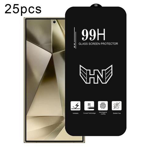 

For Samsung Galaxy S24 Ultra 5G 25pcs 0.18mm High Aluminum Large Arc Full Screen Tempered Glass Film, Support Fingerprint Unlocking