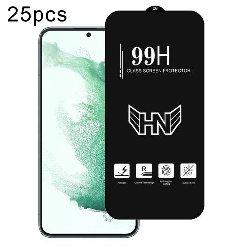 

For Samsung Galaxy S22+ 5G 25pcs 0.18mm High Aluminum Large Arc Full Screen Tempered Glass Film, Support Fingerprint Unlocking