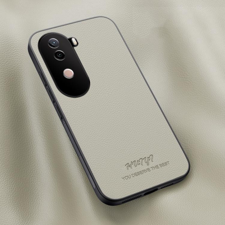 

For vivo V40e HUIYI Leather Magnetic Phone Case(White)