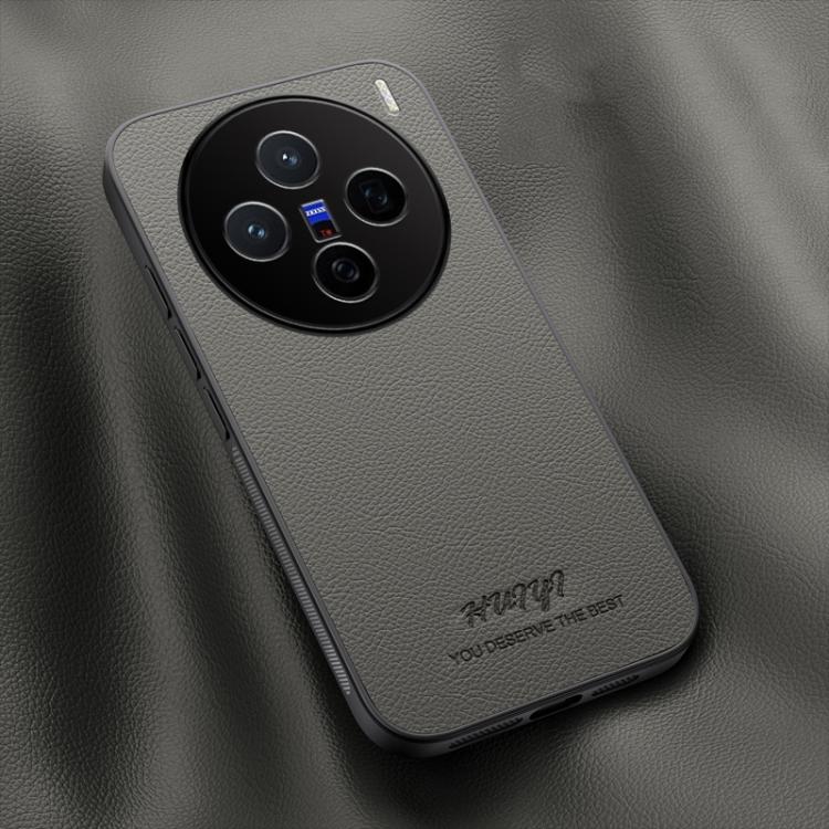 

For vivo X200 HUIYI Leather Magnetic Phone Case(Grey)