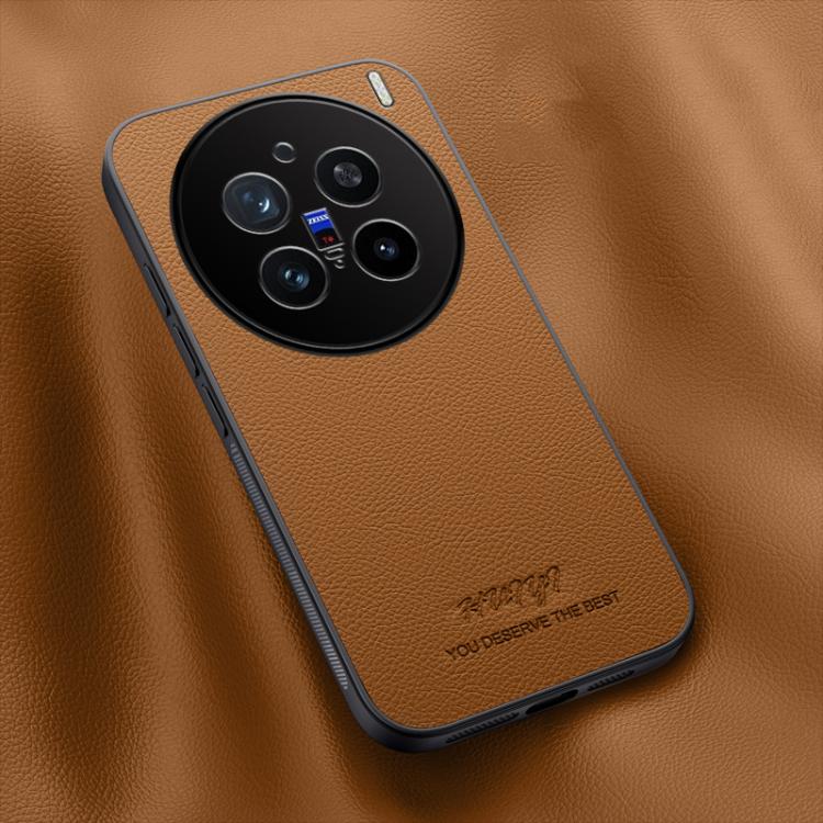 

For vivo X200 Pro HUIYI Leather Magnetic Phone Case(Brown)