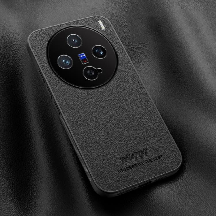 

For vivo X200 Pro mini HUIYI Leather Magnetic Phone Case(Black)