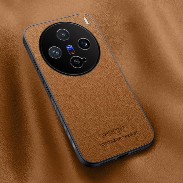 

For vivo X200 Pro mini HUIYI Leather Magnetic Phone Case(Brown)