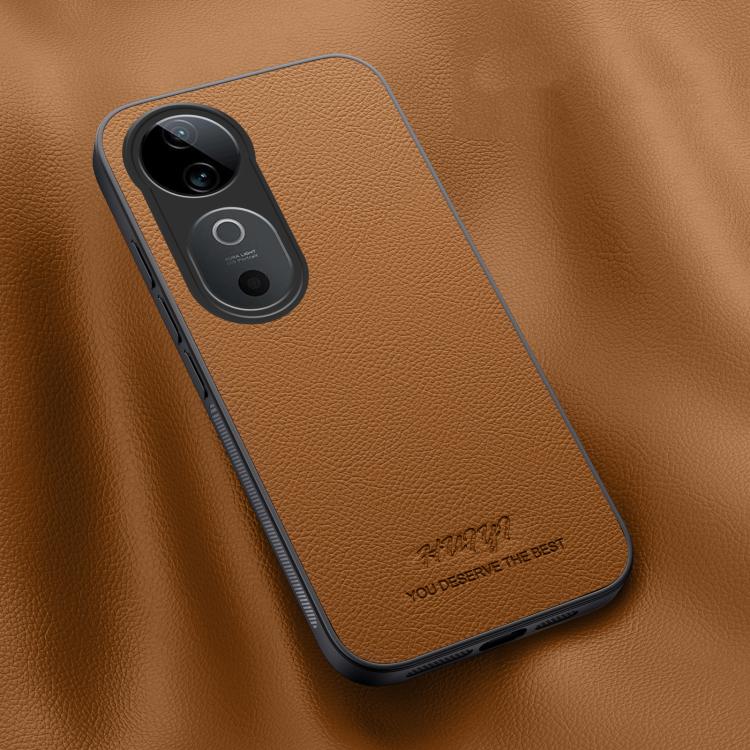 

For vivo S19 HUIYI Leather Magnetic Phone Case(Brown)