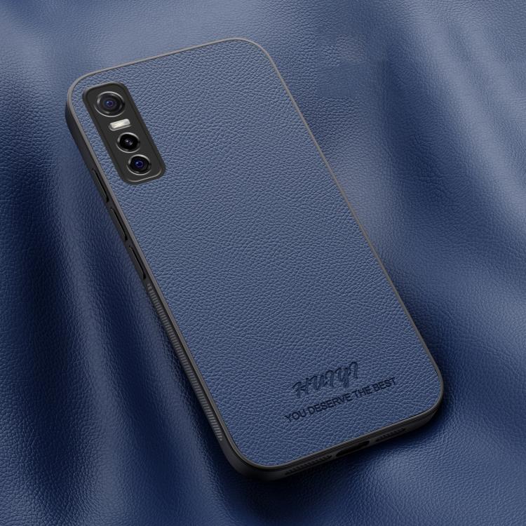 For vivo Y73s HUIYI Leather Magnetic Phone Case(Blue)