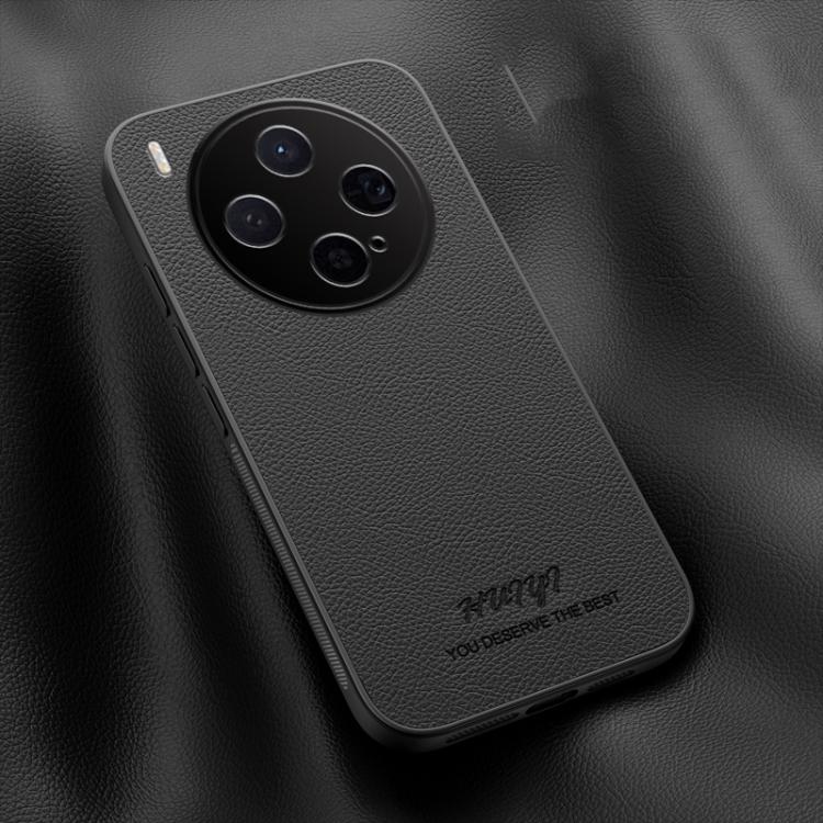 For vivo X300 HUIYI Leather Magnetic Phone Case(Black)