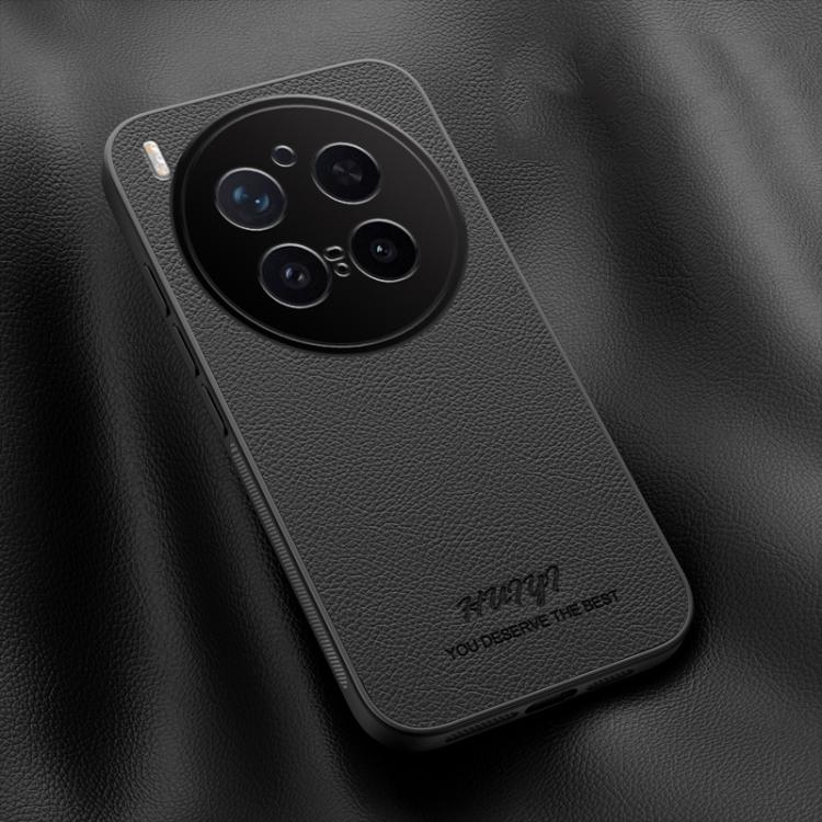 For vivo X300 Pro HUIYI Leather Magnetic Phone Case(Black)