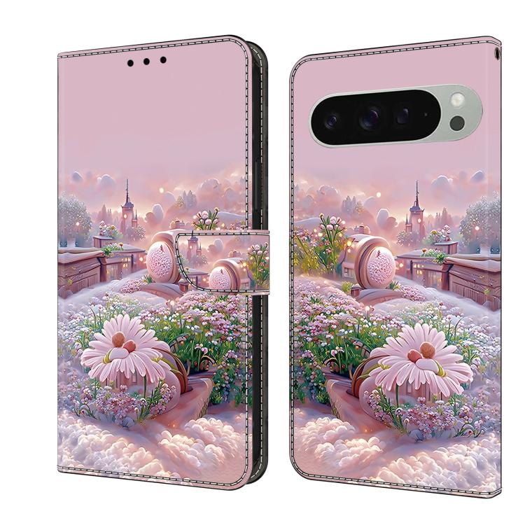 

For Google Pixel 9 Pro XL Fresh Painted Leather Phone Case(Garden)