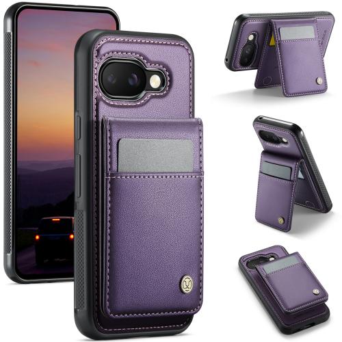 

For Google Pixel 9a JEEHOOD J06 British Style RFID MagSafe Card Bag PU Phone Case(Purple)